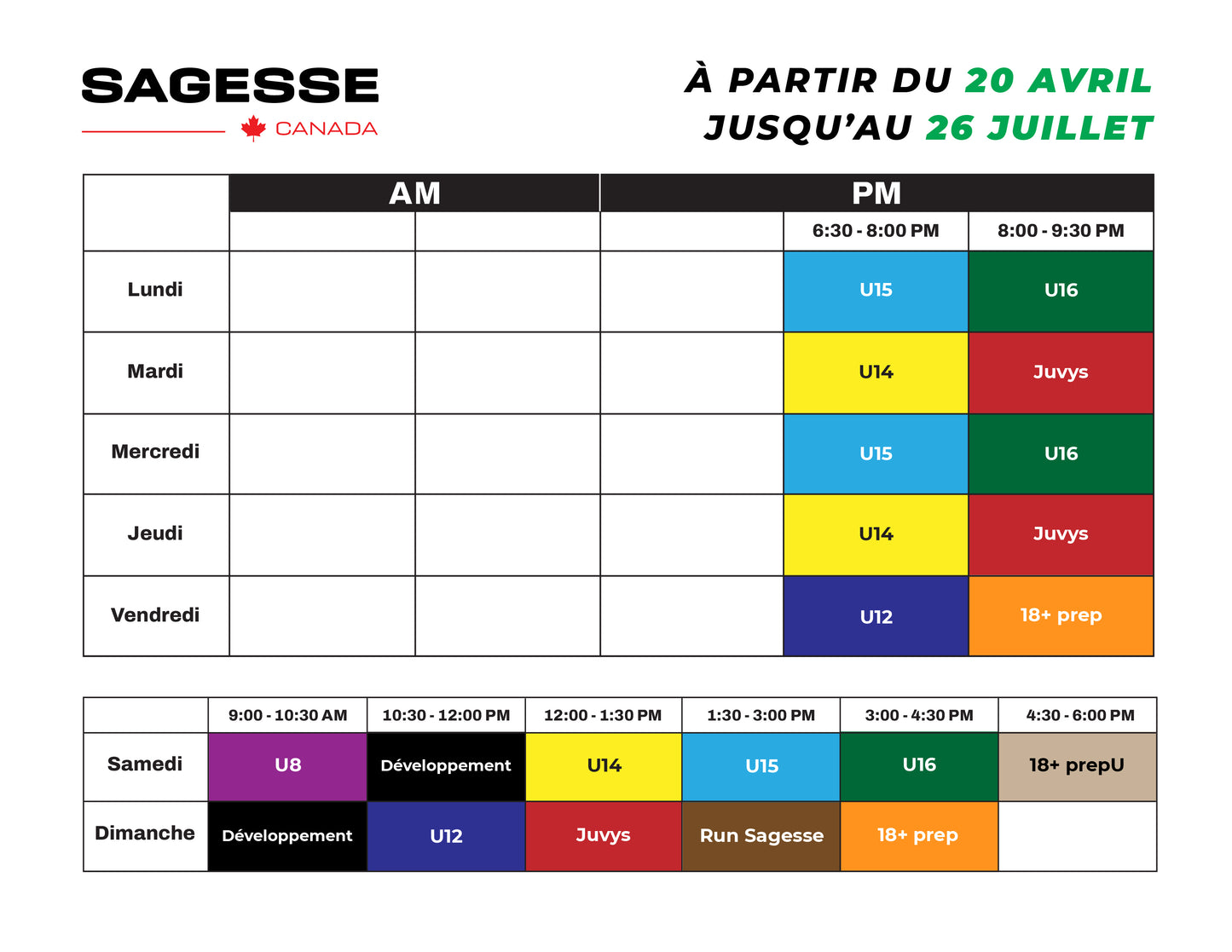 Du 20 avril au 26 juillet